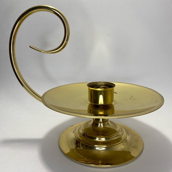 Vintage Solid Brass Baldwin Hurricane Lamp Candle Holder with Handle - Picture 1 of 6